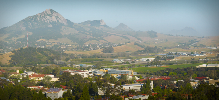 view of valley from mountain behind campus